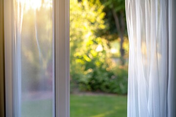 Wall Mural - A domestic cat sits on a windowsill gazing out at the view