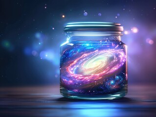 Wall Mural - Captivating cosmic jar of galaxy cosmic realm digital art surreal environment close-up imagination