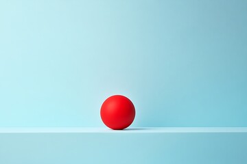 Wall Mural - Vibrant Red Sphere Against a Light Blue Background