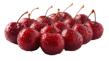 Canvas Print - Red Cherries Fresh Summer Fruit, Sweet and Ripe with Vitamins for Healthy Food, isolated on transparent background.