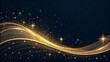 © Artful Stock - Golden Wave Abstract Dark Background, Glowing Lines, Stars, Glitter, Festive Design, New Year Abstract Background, Gold Glitter