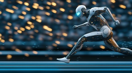 Futuristic robot running at high speed. (1)
