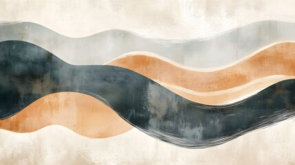 Abstract waves in muted earth tones, representing minimalist and modern design themes