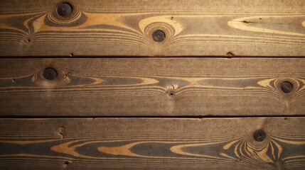 Aufkleber - Rustic Wooden Planks Displaying Natural Grain and Knots in a Rich Brown Hue