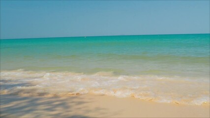 Wall Mural - Landscape VDO beautiful summer panorama horizon look view shore open sea beach cloud clean and blue sky background calm nature ocean wave water nobody travel at thailand chonburi sun day time