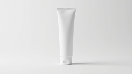Poster - A clean, simple, and unbranded white tube of lotion or cream sits on a minimalist white background, ready for your custom label design.