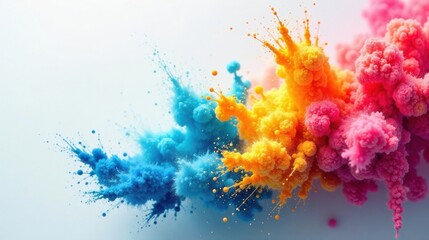 Aufkleber - Vibrant Hues Exploding in a Symphony of Color An Abstract Composition Featuring a Dynamic Burst of Powdered Pigments in a Spectrum of Blues, Oranges, and Pinks