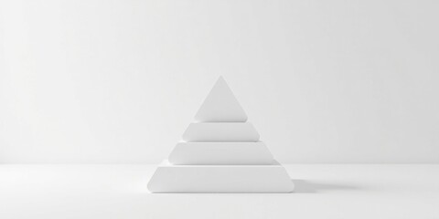 Poster - Abstract White Pyramid Structure on a Plain Background, Ideal for Minimalist Designs and Presentations