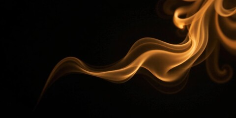Poster - Abstract Amber Smoke Swirling Gracefully Against a Dark Background, a Captivating Study in Texture and Light