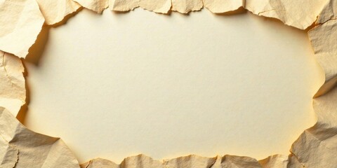 Aufkleber - A Textured Beige Background Framed by Irregularly Torn Paper Edges Offering Ample Space for Your Message