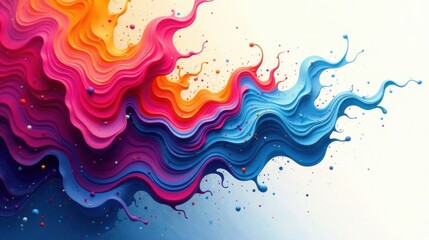 Poster - Abstract Colorful Fluid Wave Design with Vibrant Hues and Dynamic Splashes