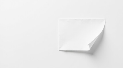 Aufkleber - A Single Sheet of White Paper with a Curled Corner on a Plain White Background, Ideal for Minimalist Designs and Clean Layouts