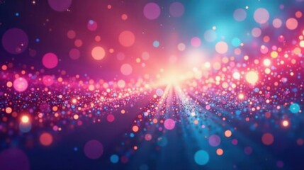 Aufkleber - Abstract Sparkling Particle Path A Vibrant and Energetic Design Featuring Colorful Lights and Glowing Bokeh Effects