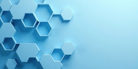 Fototapete - Abstract Hexagon Pattern Background Design  A Contemporary Blue Textured Surface with Geometric Shapes