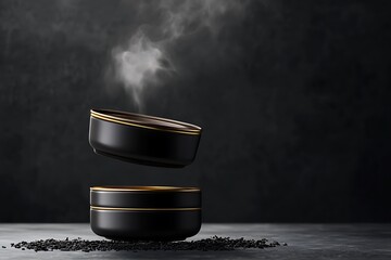 Poster - Luxury Black Tea Set with Golden Accents