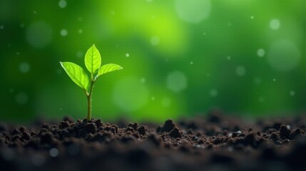 Aufkleber - A Tiny Sprout Emerges, Reaching for Sunlight in Rich Earth, Symbolizing Growth and Renewal