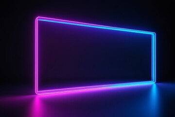 Wall Mural - a neon frame in the dark with a bright light coming from it