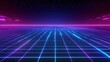 © SlashStd - Neon grid landscape, futuristic road, digital art, background