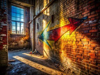 Wall Mural - Urban Graffiti Arrow - Abandoned Building Exploration Photography