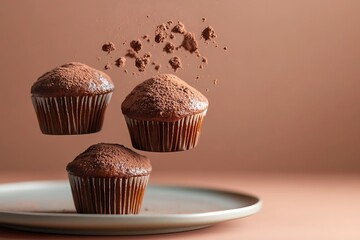 Poster - Chocolate Cupcakes in Mid-Air