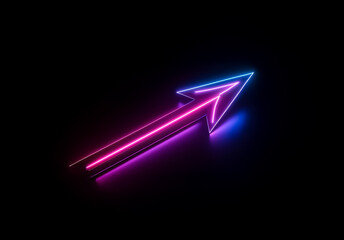 Poster - Neon arrow with pink and blue glow points diagonally up and right against a dark backdrop.