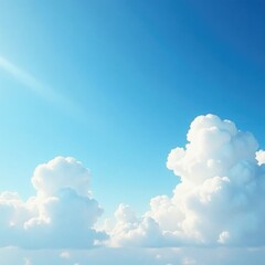 Sticker - soft puffy white clouds float gently across blue sky, ethereal, peaceful, atmosphere