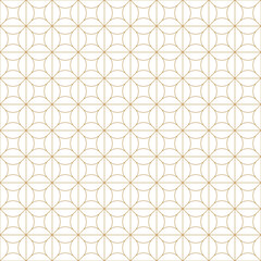 Wall Mural - seamless gold and white floral geometric pattern. luxury interlocking circles and squares grid tile 