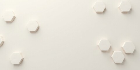 Fototapete - Abstract Background with Off-White Hexagonal Forms Arranged Asymmetrically on a Pale Surface