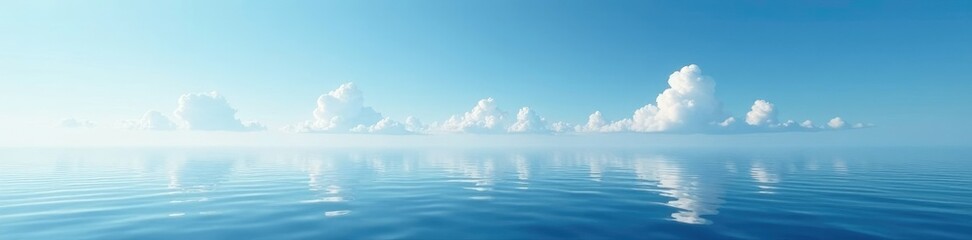 Sticker - Tiny clouds scatter across the calm surface of the sea, tiny, tranquil