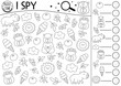 © Lexi Claus - Capybara I spy game for kids. Searching and counting activity with cute relaxing animals on holiday. Capibara black and white summer printable worksheet, coloring page. Simple spotting puzzle