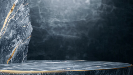 Leinwandbilder - luxurious marble surface with gold veins and dark, elegant background