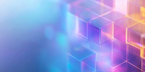 Aufkleber - Colorful abstract design with geometric cubes and soft gradient background