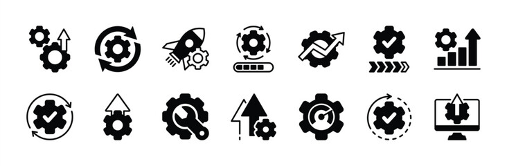 Wall Mural - upgrade, update, progress, process, development and improvement icon vector set. containing startup,
