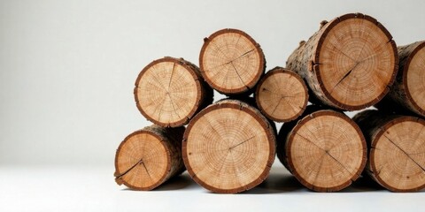 Aufkleber - Stack of Rustic Wood Logs, Showing Natural Grain Patterns and Textures, Ideal for Fireplace, Home Decor, or Craft Projects