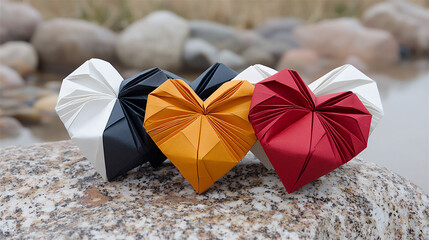 Canvas Print -  nature-inspired origami heart garland