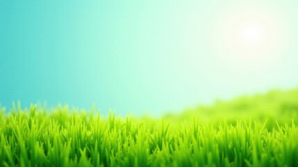 Aufkleber - Vibrant Green Grass Blades Under a Serene Sky, a Pastoral Scene of Tranquility and Natural Beauty