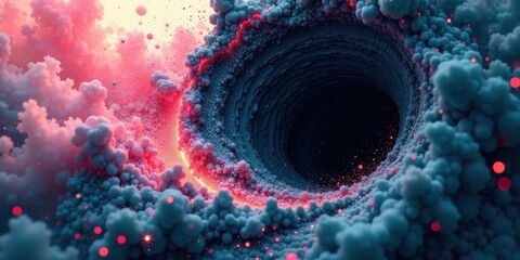 Poster - Abstract swirling nebula with glowing embers and cosmic dust clouds creating a vortex