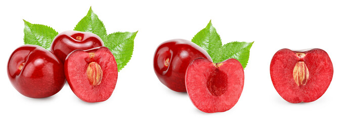 Wall Mural - red cherry fruit isolated on white background. clipping path