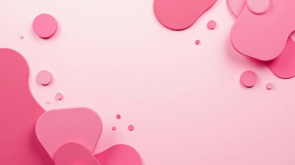 Poster - Abstract Pink Shapes on a Pale Pink Background A Modern Minimalist Design