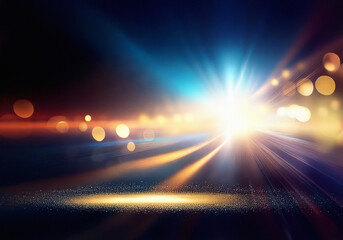 Poster - A bright light shines through the darkness, illuminating a sparkly gold surface.