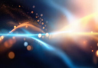 Aufkleber - A dark background with a blue and yellow light streak across the center.