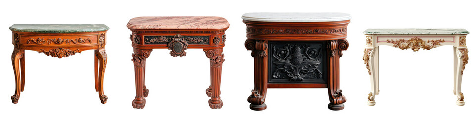 Wall Mural - Elegant and Ornate Carved Wooden Console Tables in Classic Traditional Design for Luxury Home Interiors Foyer Hallway or Study Decor