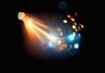 Poster - A spotlight shines brightly in the dark, illuminating the background with warm and cool-toned bokeh.