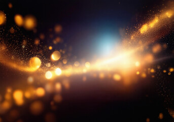 Poster - Abstract background of glowing gold particles and blurred lights.