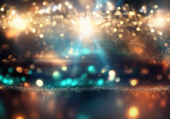 Poster - Abstract background with bokeh lights and glitter.