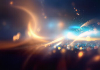 Leinwandbilder - A dark, abstract background featuring a golden wave-like pattern with a subtle, blue-toned glow.