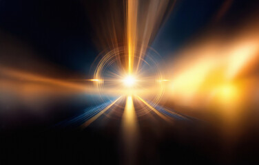 Leinwandbilder - Abstract image with blurred lines and a bright light in the center.