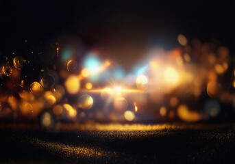Poster - Abstract background with blurry lights and a bright, shining light in the center.