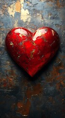 Wall Mural - Reflective Red Heart With Fluid high resolution hd design