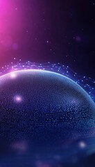 Poster - Realistic digital technology theme with blue gradient and dotted globe on dark purple background